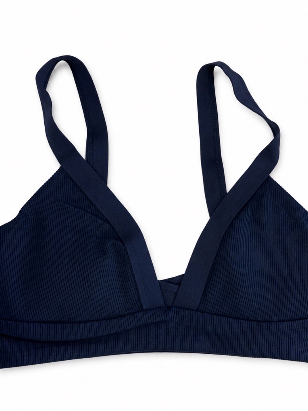 l*space Navy Ribbed Triangle Bikini Top
